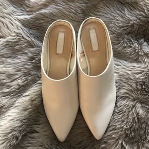 White block heel mules